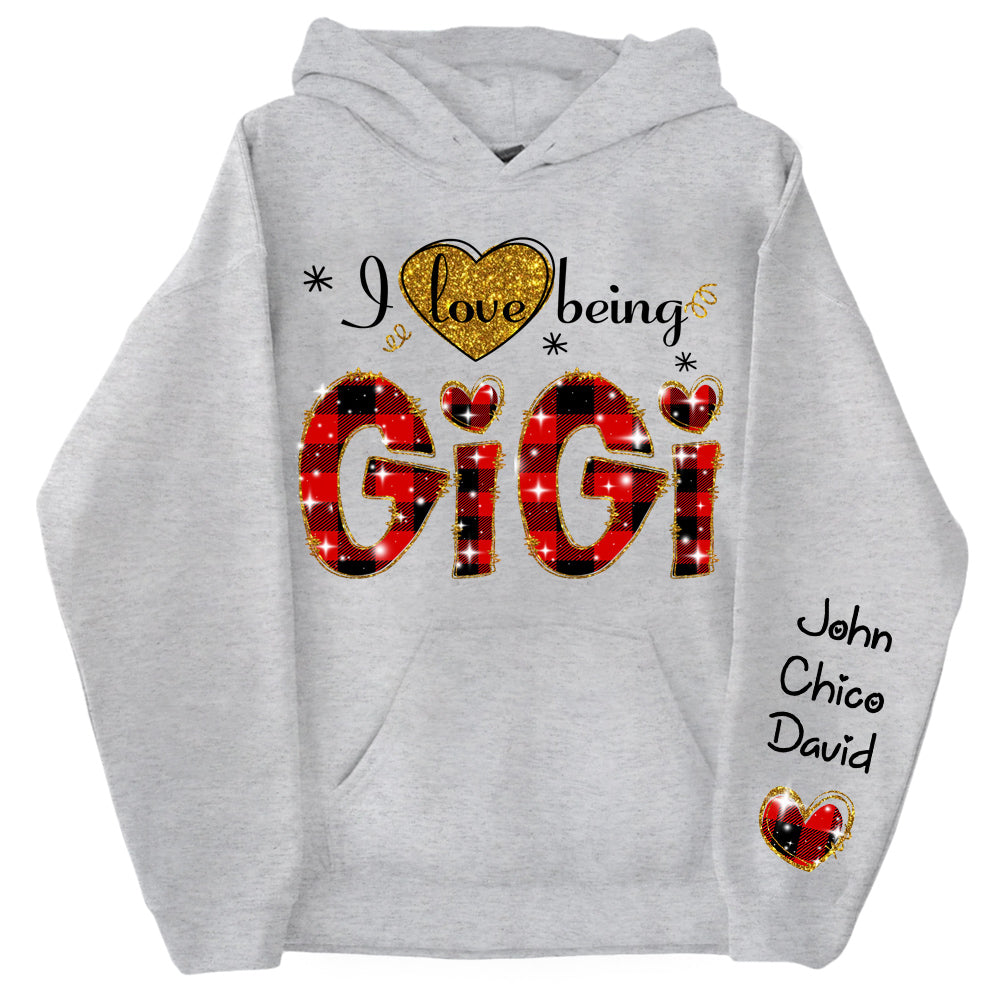 Personalized I Love Being Gigi Glitter Sweatshirt, Custom Grandma and Grandkids Sweatshirt