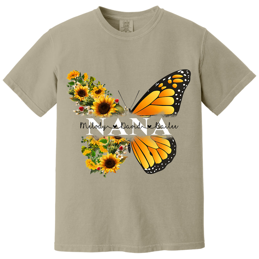 Personalized Nana Butterfly Birthday Flower Shirt - Custom Grandma With Grandkids Names VH01