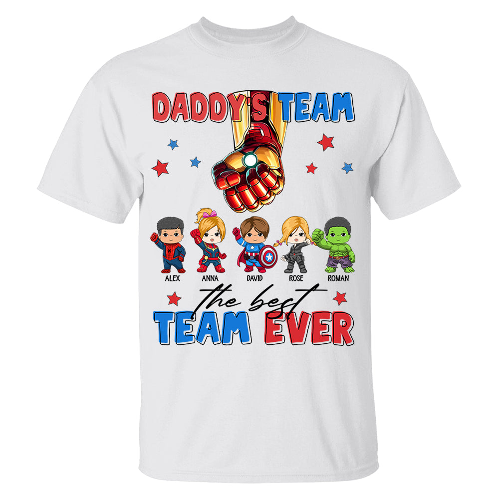 Custom Name Kids Superhero Daddy Team Shirt - Birthday & Father's Day Gift For Dad