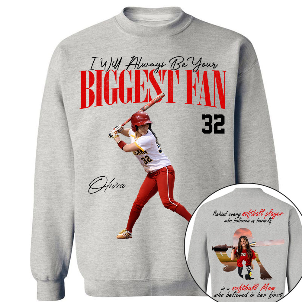 Personalized Softball Mom Shirt – Behind Every Softball Player - Custom Photo Softball Player Shirt - Gift For Softball Lover T1807 Li29