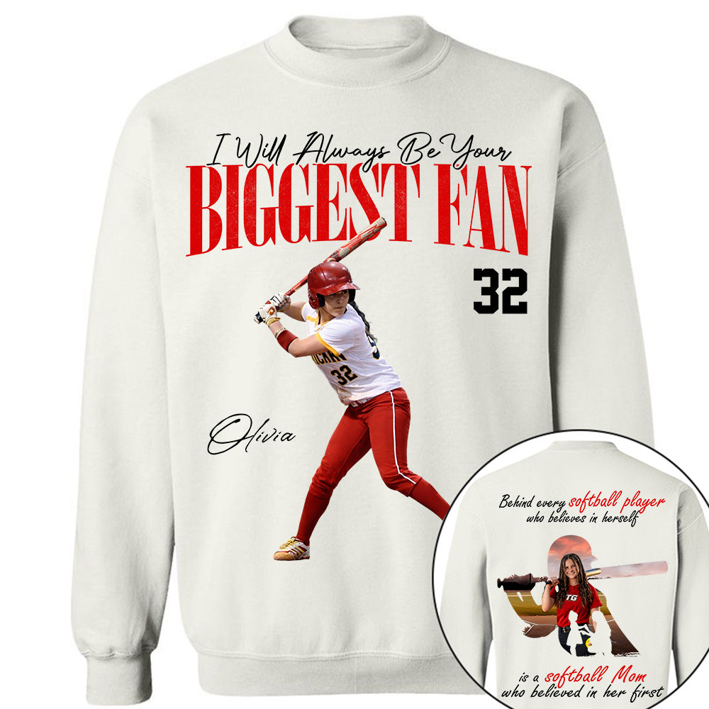 Personalized Softball Mom Shirt – Behind Every Softball Player - Custom Photo Softball Player Shirt - Gift For Softball Lover T1807 Li29