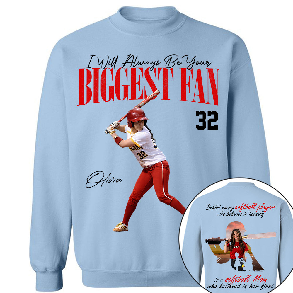 Personalized Softball Mom Shirt – Behind Every Softball Player - Custom Photo Softball Player Shirt - Gift For Softball Lover T1807 Li29