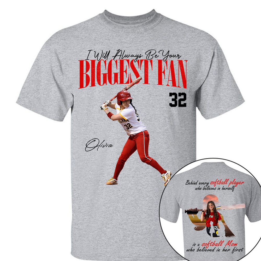Personalized Softball Mom Shirt – Behind Every Softball Player - Custom Photo Softball Player Shirt - Gift For Softball Lover T1807 Li29