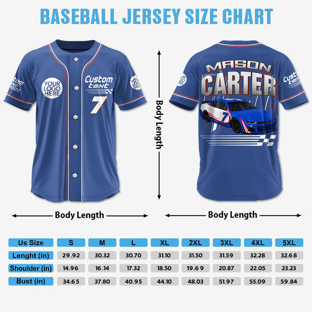 Custom Photo Race Car Baseball Jersey - Personalized Shirt For Racing Fan A2110 Pt99