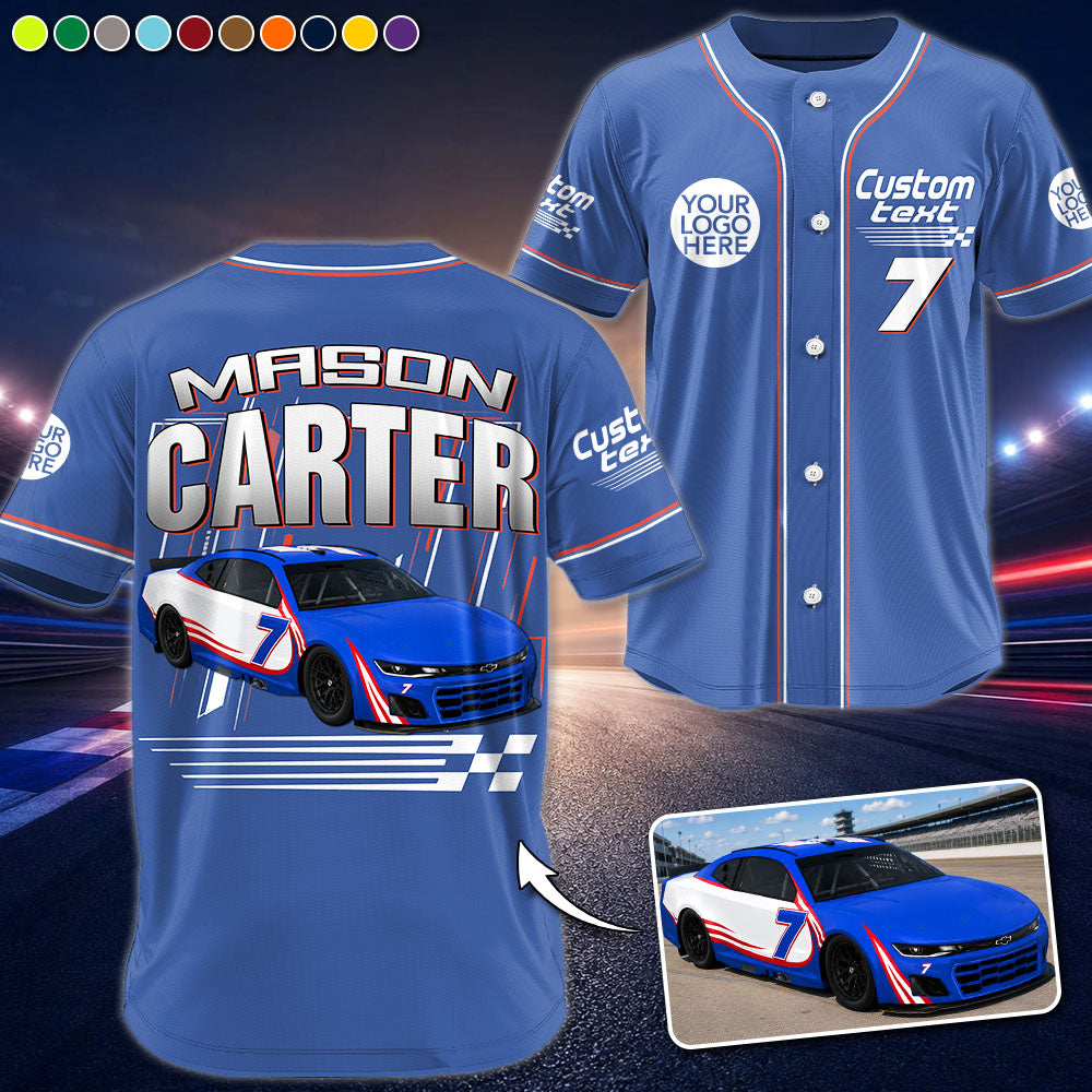 Custom Photo Race Car Baseball Jersey - Personalized Shirt For Racing Fan A2110 Pt99