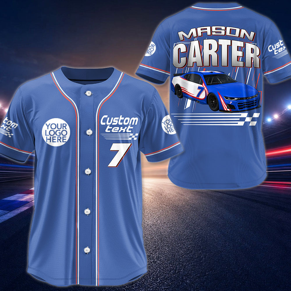 Custom Photo Race Car Baseball Jersey - Personalized Shirt For Racing Fan A2110 Pt99