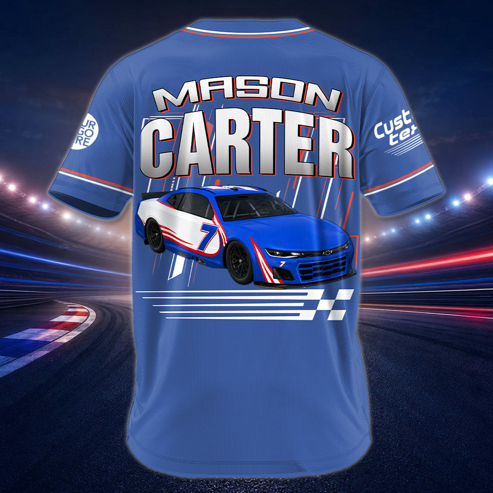 Custom Photo Race Car Baseball Jersey - Personalized Shirt For Racing Fan A2110 Pt99