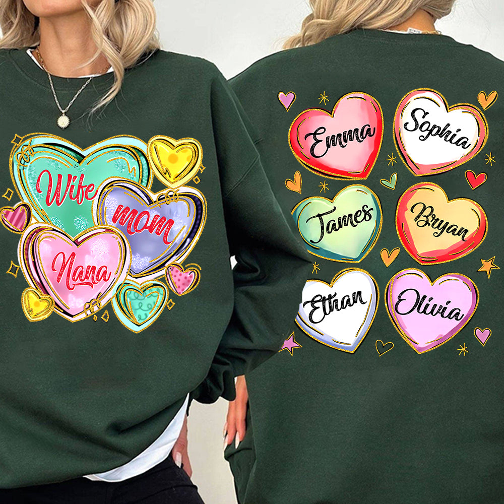 Personalized Grandma Heart Shirt, Custom Nickname Mom Grandma Sweatshirt, Valentine Grandma Mom Gifts for Women - HH0511 Tm01