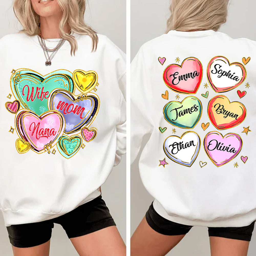 Personalized Grandma Heart Shirt, Custom Nickname Mom Grandma Sweatshirt, Valentine Grandma Mom Gifts for Women - HH0511 Tm01