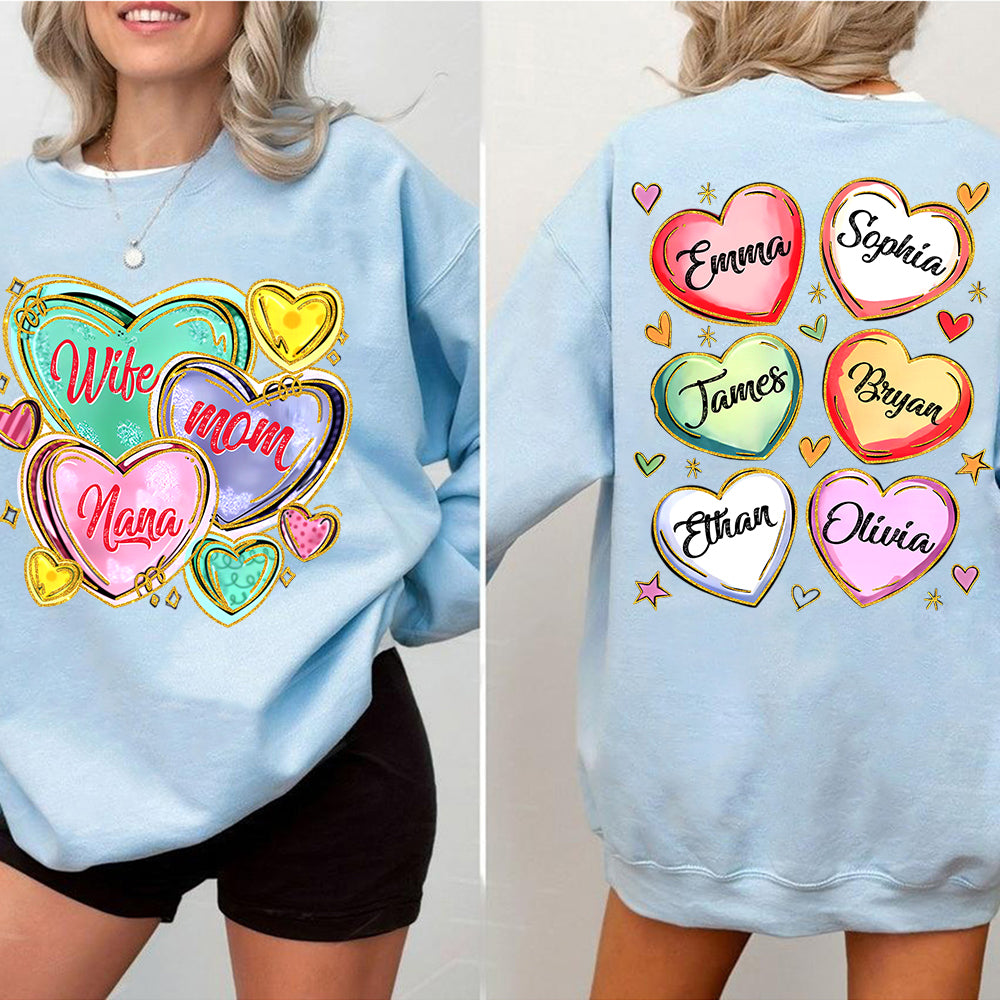 Personalized Grandma Heart Shirt, Custom Nickname Mom Grandma Sweatshirt, Valentine Grandma Mom Gifts for Women - HH0511 Tm01