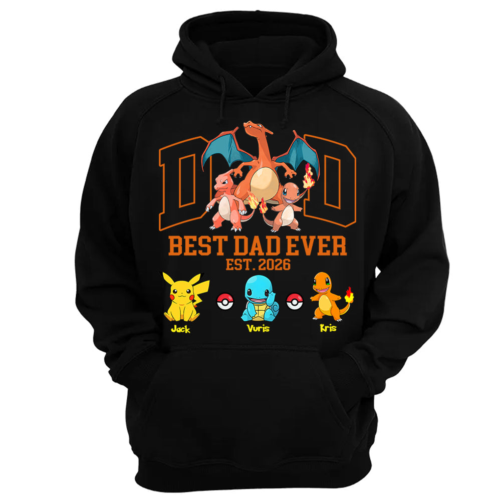 PokeDad Best Dad Ever, Personalized Pokemon Dad Shirt with Custom Kids Name, Gift For Dad, Gift For Grandpa MI209 T24- 05.08.2026