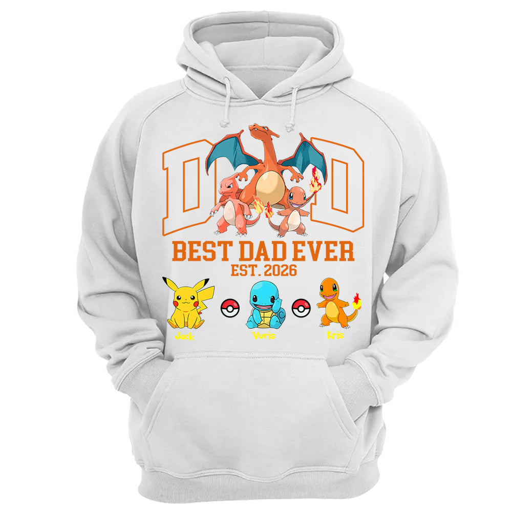 PokeDad Best Dad Ever, Personalized Pokemon Dad Shirt with Custom Kids Name, Gift For Dad, Gift For Grandpa MI209 T24- 05.08.2026
