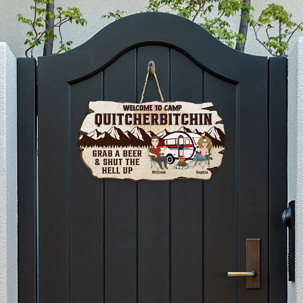 Welcome To Camp Quitcherbitchins Vr2 - Personalized Custom Wood Sign NA04 Li29