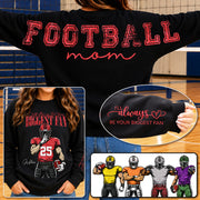 Personalized I'll Always Be Your Biggest Fan Football Mom Shirt, Custom Team Player Name Number Front, Oversized Back Print & Sleeve Detail, Game Day Mom Shirt Pt99