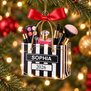 Personalized Makeup Lovers Ornament, Beauty Brush Tree Decor With Name Pt99