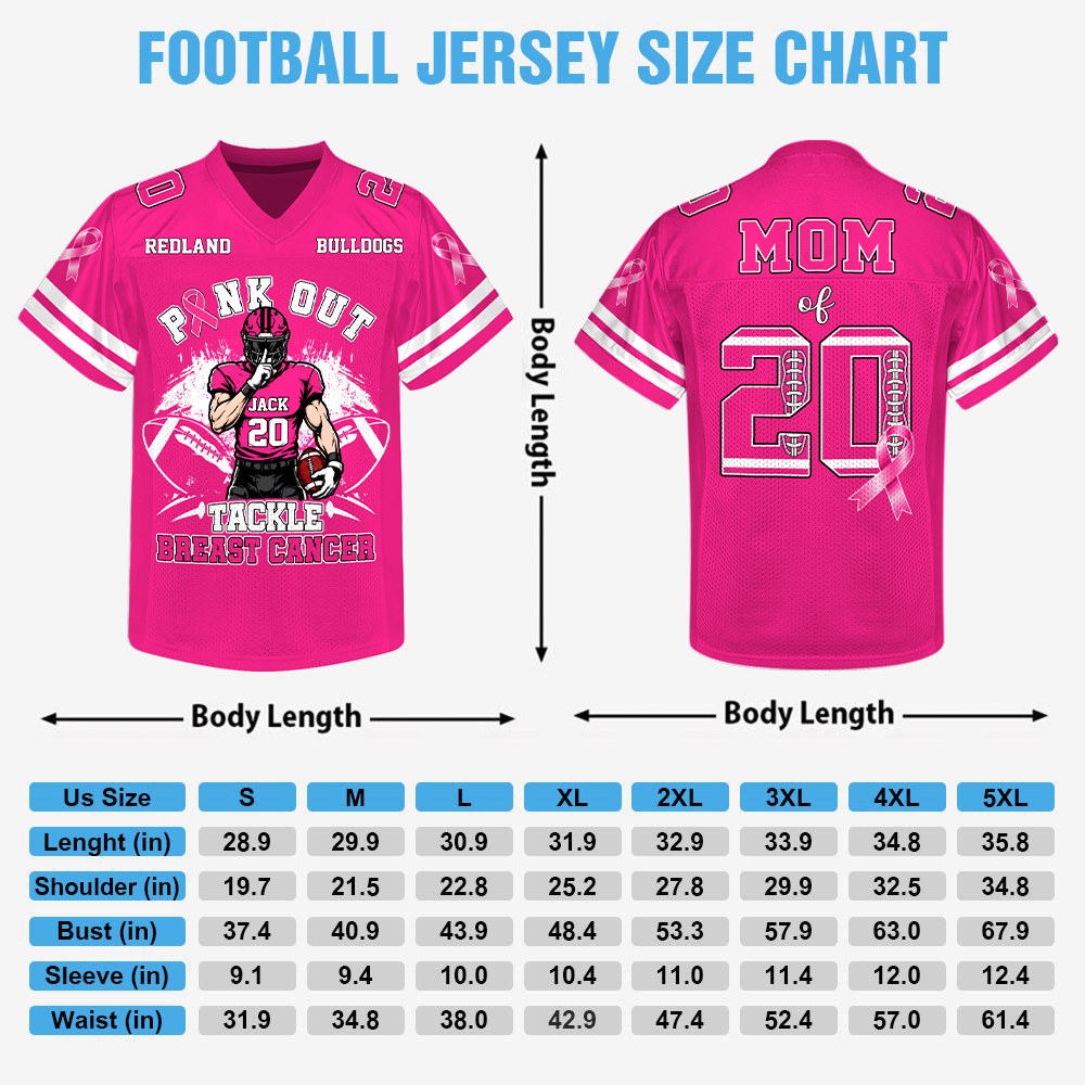 Pink Out Tackle Breast Cancer, Personalized Breast Cancer Awareness Game Day Football Jersey, Gift For Football Mom Family MI209 Hv01