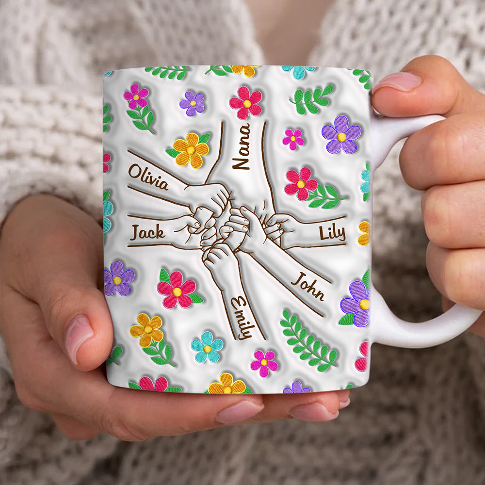 Mother's Day - Personalized Holding Nana‘s Hand 3D Inflated Effect Mug