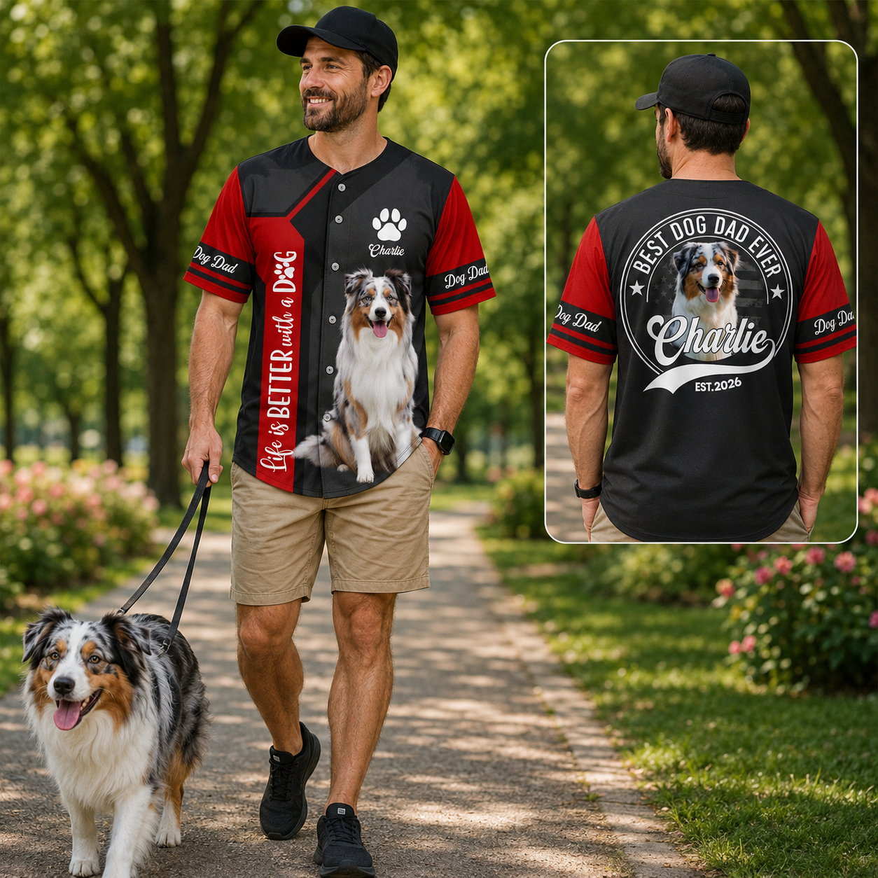 Life Is Better With A Dog, Personalized Baseball Jersey, Custom Photo Dog Mom Dog Dad Shirt, Gift For Dog Lover T1807 T24