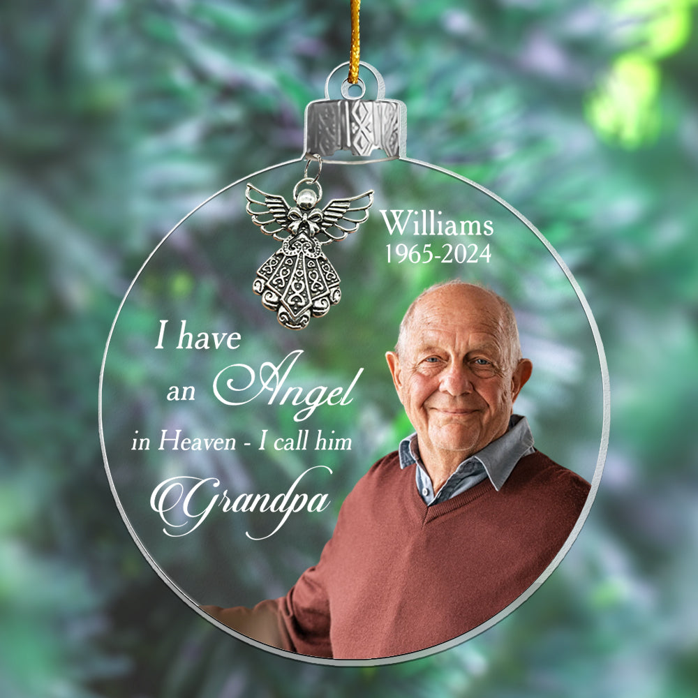 Custom Photo Angel In Heaven Memorial Ornament - Personalized Photo Acrylic Ornament
