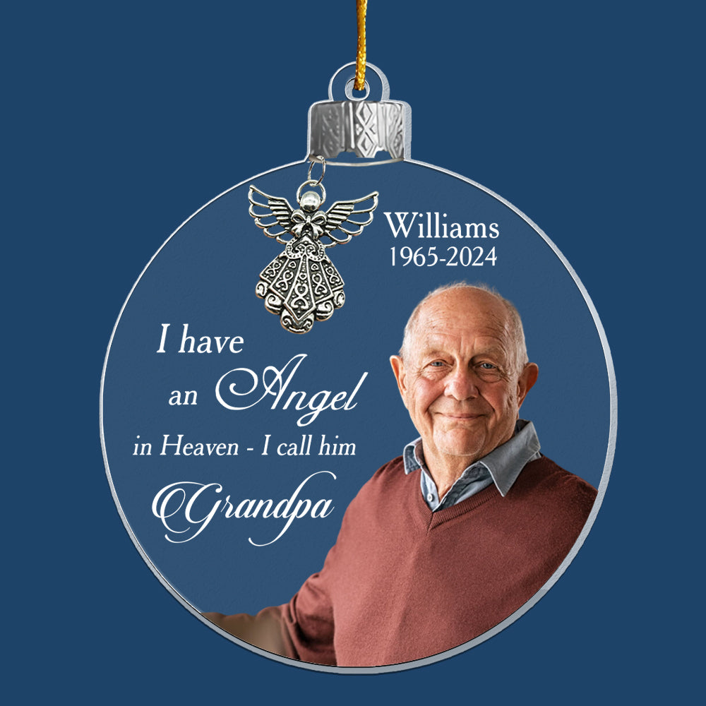 Custom Photo Angel In Heaven Memorial Ornament - Personalized Photo Acrylic Ornament
