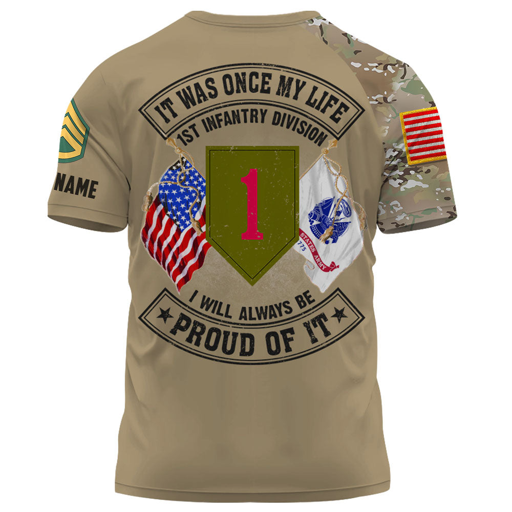 Personalized All Over Print Shirt It Was Once My Life US Veteran I Will Always Be Proud Of It Camouflage Military K1702