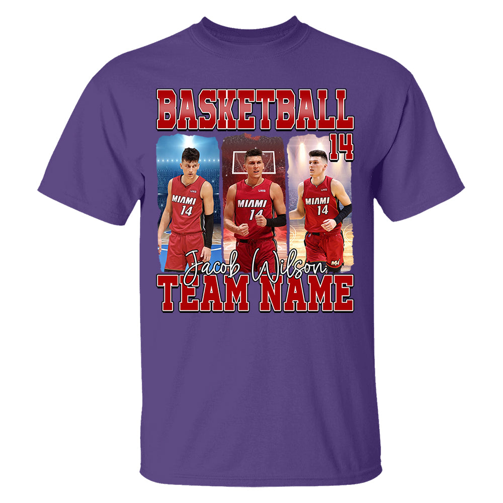 Personalized Basketball Shirt, Custom Photo And Team Name For Basketball Mom Sport Family Na02