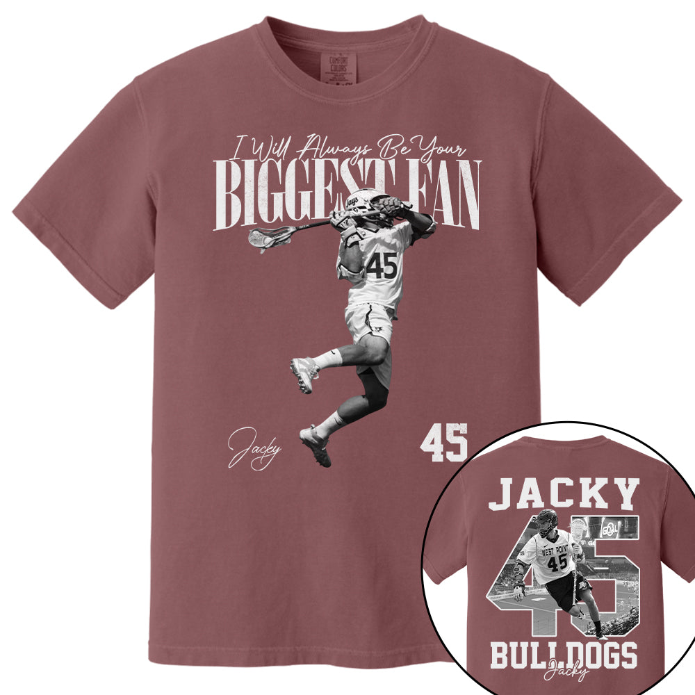 I'll Always Be Your Biggest Fan - Washed Tee Retro Bootleg Shirt - Custom Photo Lacrosse Player Gift For Lacrosse Lovers T1807 T24