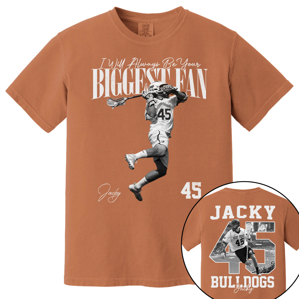 I'll Always Be Your Biggest Fan - Washed Tee Retro Bootleg Shirt - Custom Photo Lacrosse Player Gift For Lacrosse Lovers T1807 T24