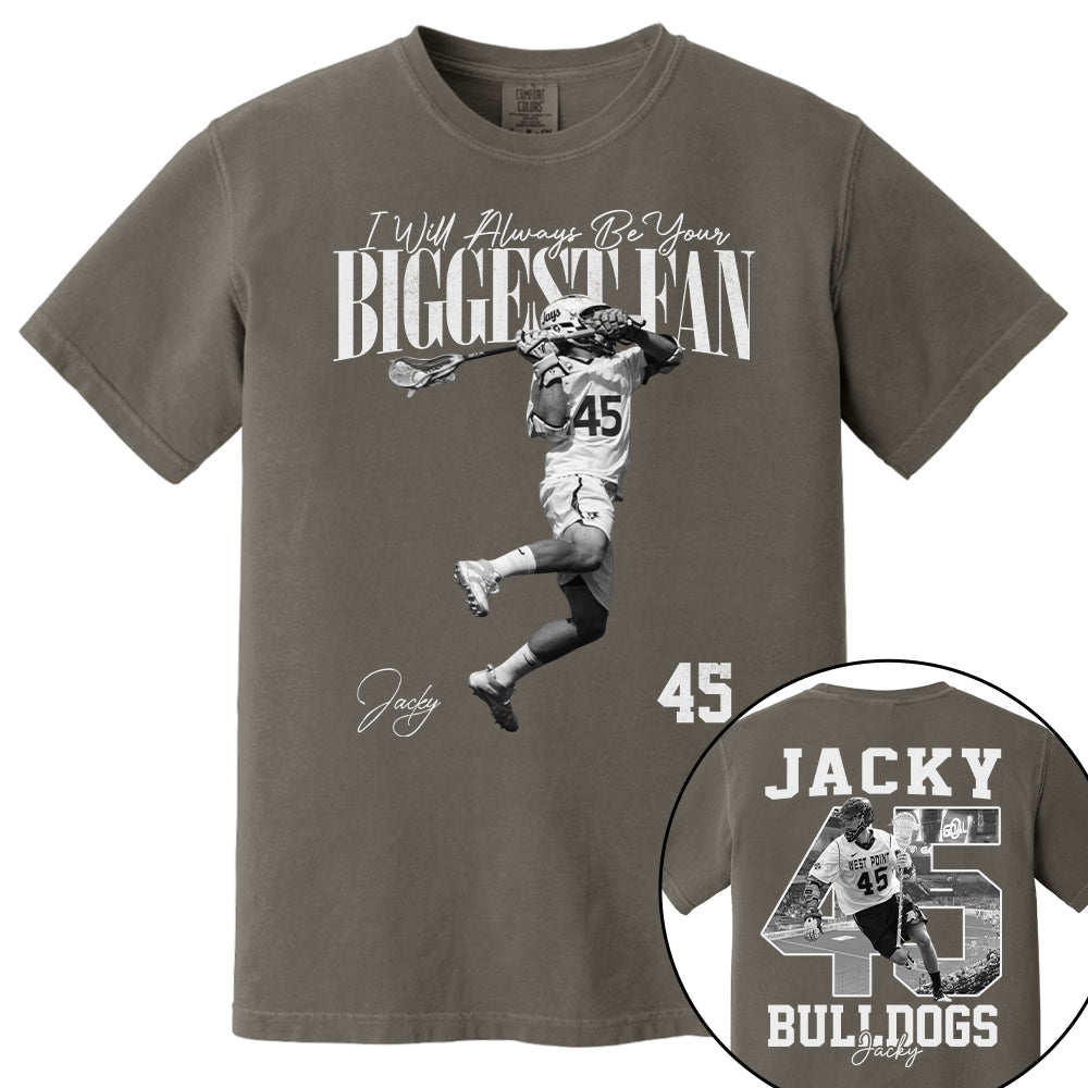 I'll Always Be Your Biggest Fan - Washed Tee Retro Bootleg Shirt - Custom Photo Lacrosse Player Gift For Lacrosse Lovers T1807 T24