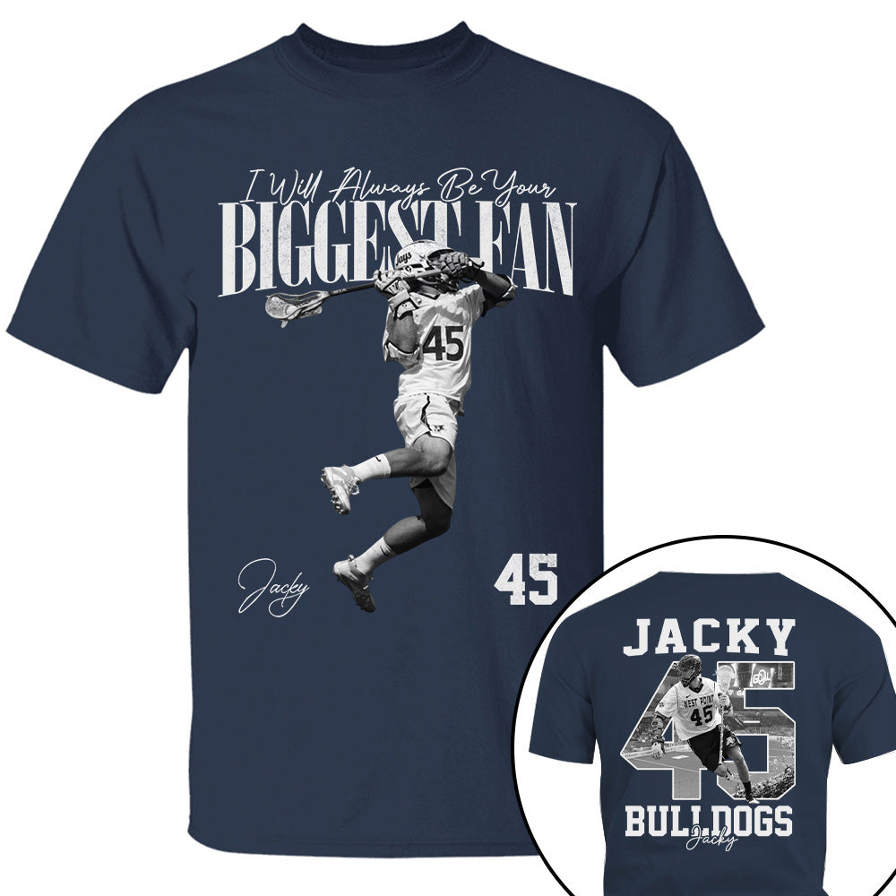 I'll Always Be Your Biggest Fan - Washed Tee Retro Bootleg Shirt - Custom Photo Lacrosse Player Gift For Lacrosse Lovers T1807 T24