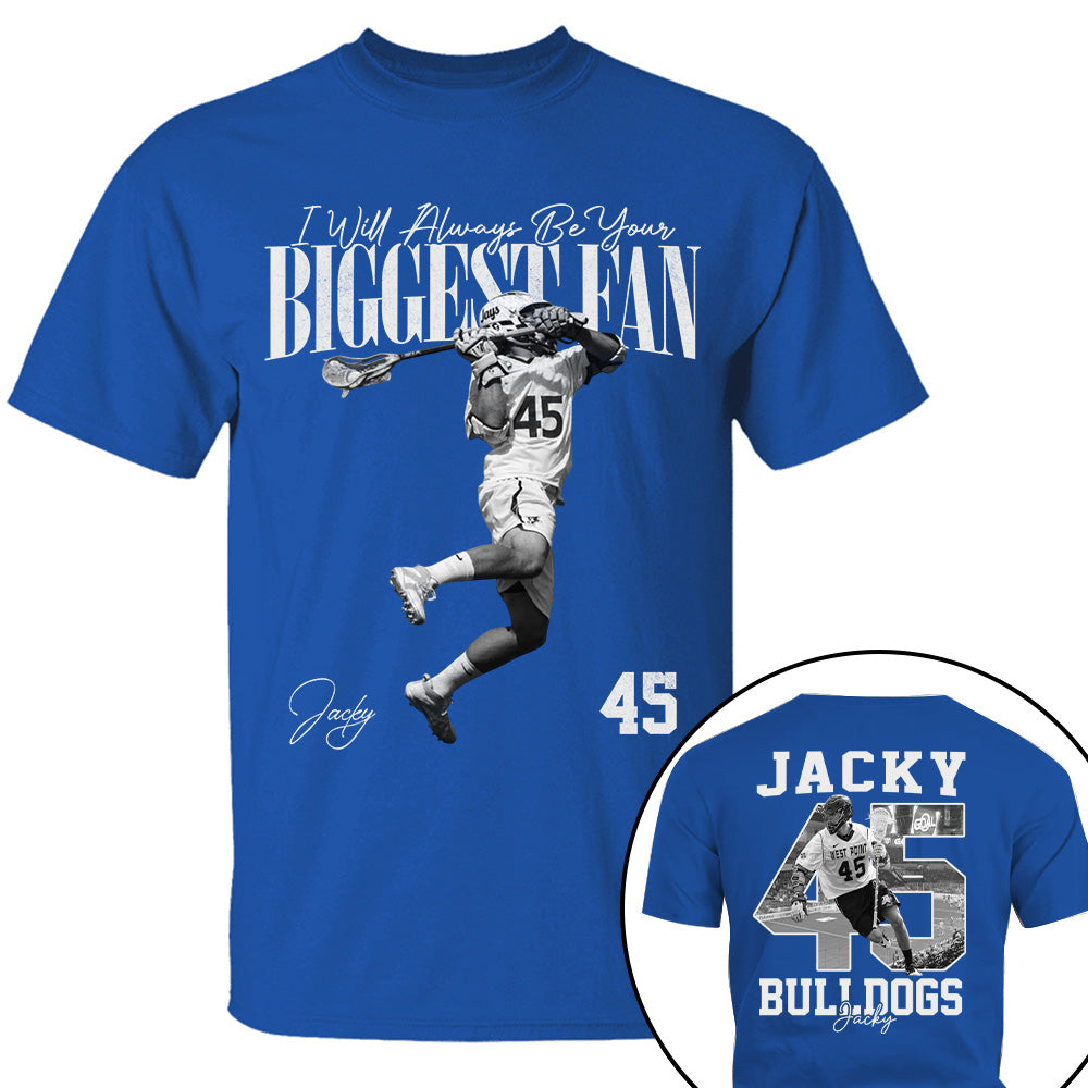 I'll Always Be Your Biggest Fan - Washed Tee Retro Bootleg Shirt - Custom Photo Lacrosse Player Gift For Lacrosse Lovers T1807 T24