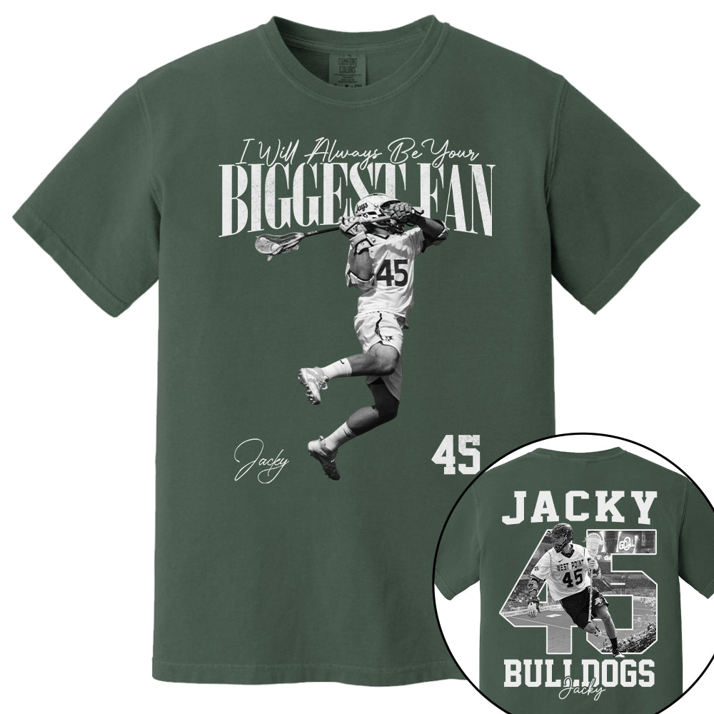 I'll Always Be Your Biggest Fan - Washed Tee Retro Bootleg Shirt - Custom Photo Lacrosse Player Gift For Lacrosse Lovers T1807 T24