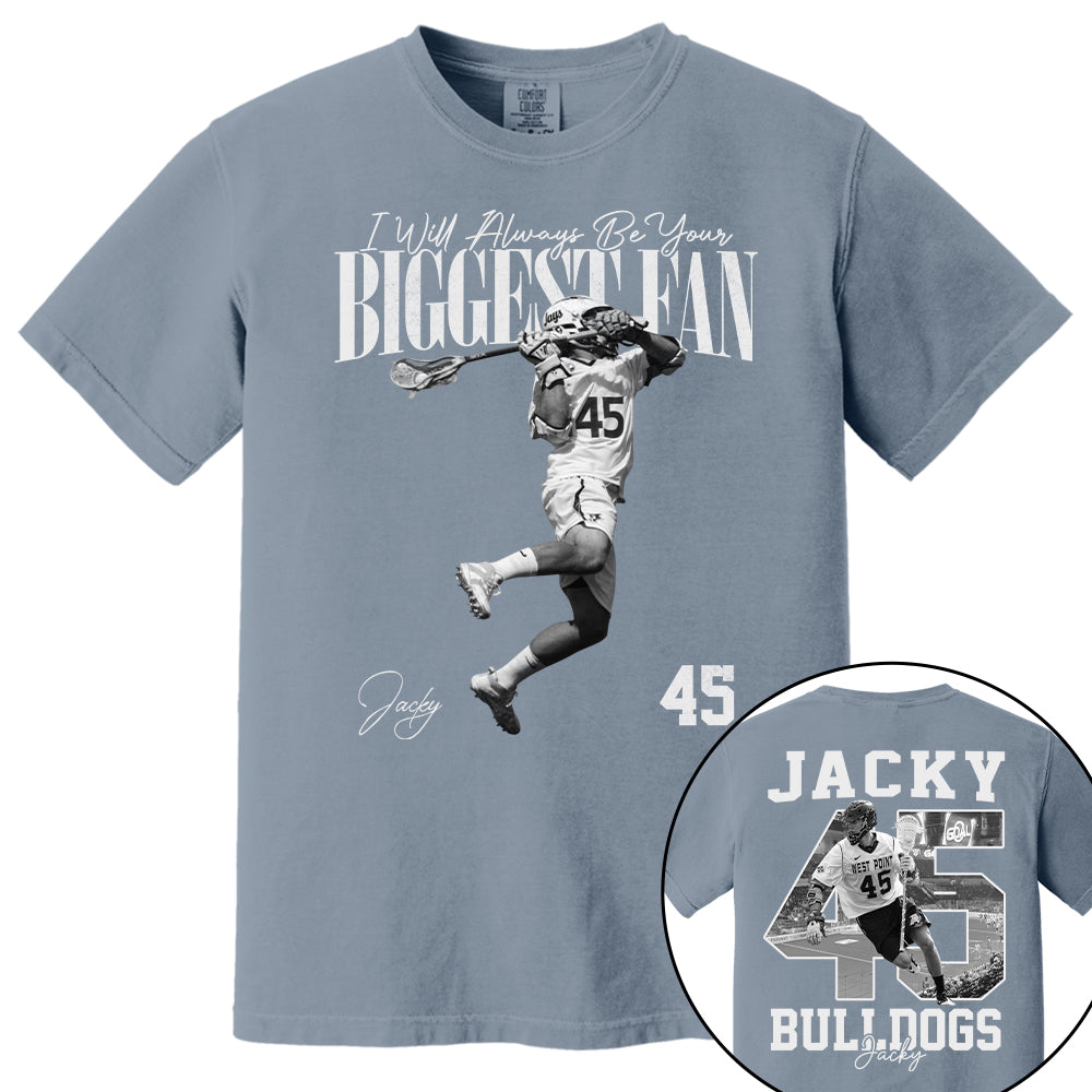 I'll Always Be Your Biggest Fan - Washed Tee Retro Bootleg Shirt - Custom Photo Lacrosse Player Gift For Lacrosse Lovers T1807 T24