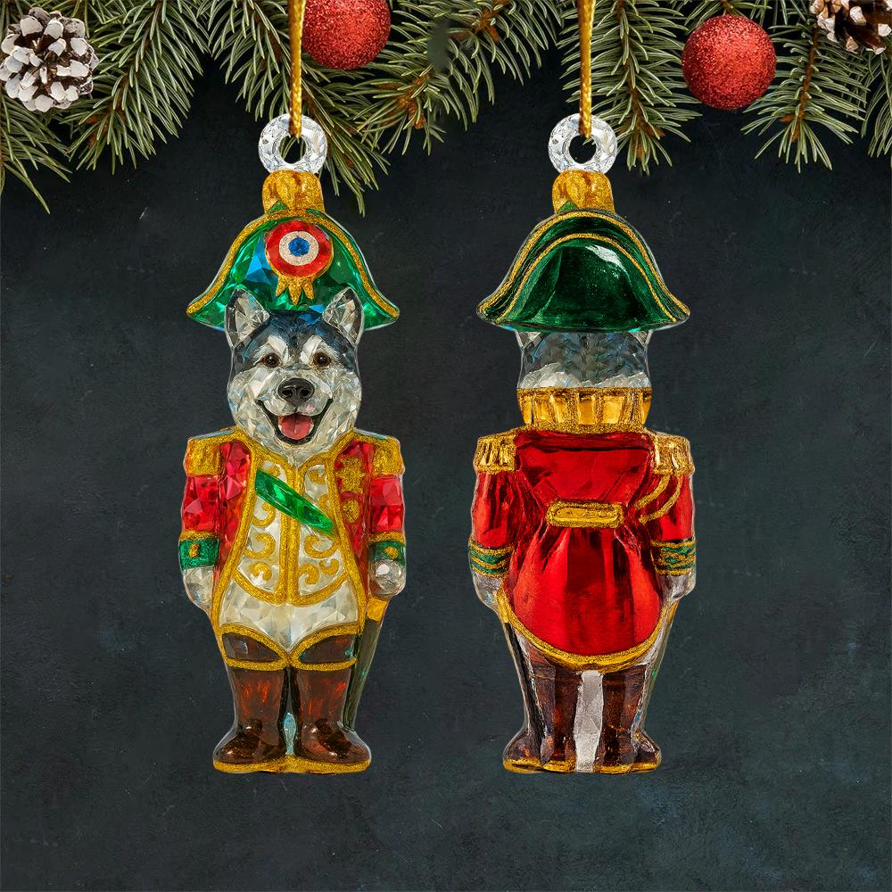 Personalized 3D Crystal Effect Lieutenant Nutcracker Dog Acrylic Ornament For Dog Lovers Nh00