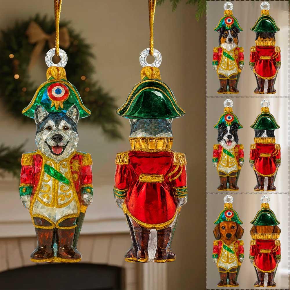 Personalized 3D Crystal Effect Lieutenant Nutcracker Dog Acrylic Ornament For Dog Lovers Nh00