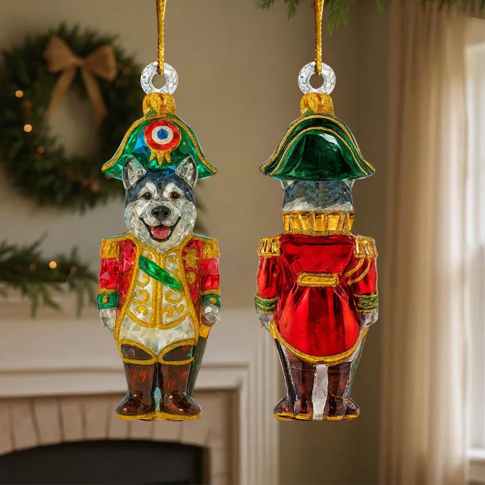 Personalized 3D Crystal Effect Lieutenant Nutcracker Dog Acrylic Ornament For Dog Lovers Nh00