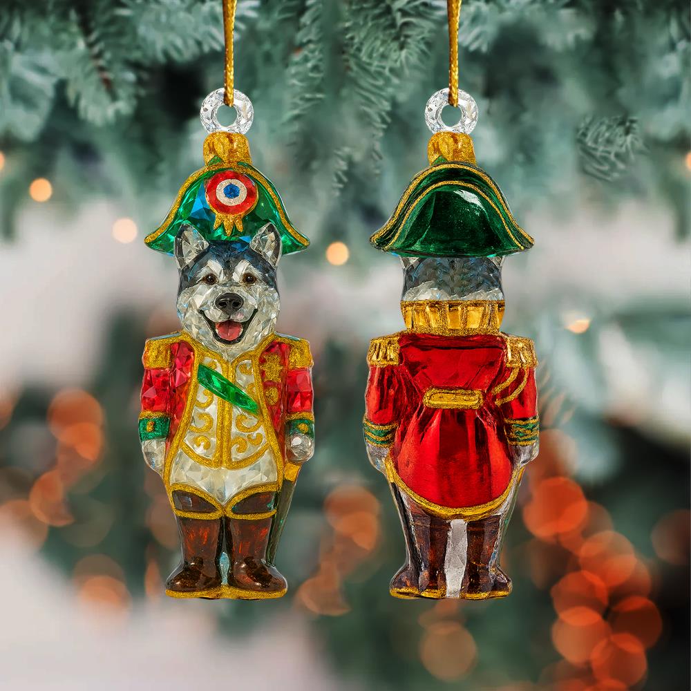 Personalized 3D Crystal Effect Lieutenant Nutcracker Dog Acrylic Ornament For Dog Lovers Nh00