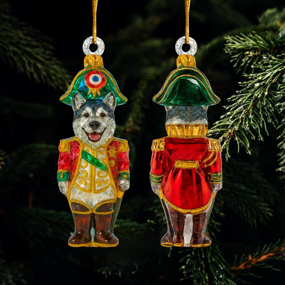 Personalized 3D Crystal Effect Lieutenant Nutcracker Dog Acrylic Ornament For Dog Lovers Nh00