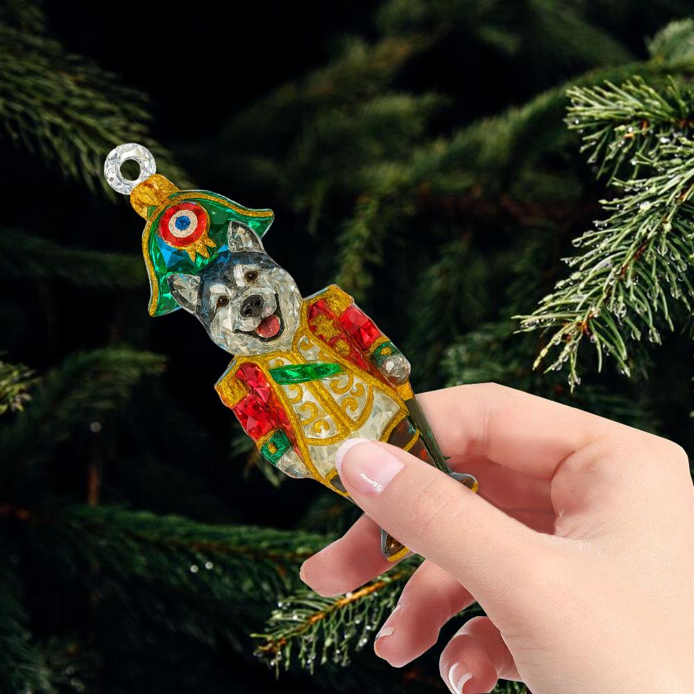 Personalized 3D Crystal Effect Lieutenant Nutcracker Dog Acrylic Ornament For Dog Lovers Nh00