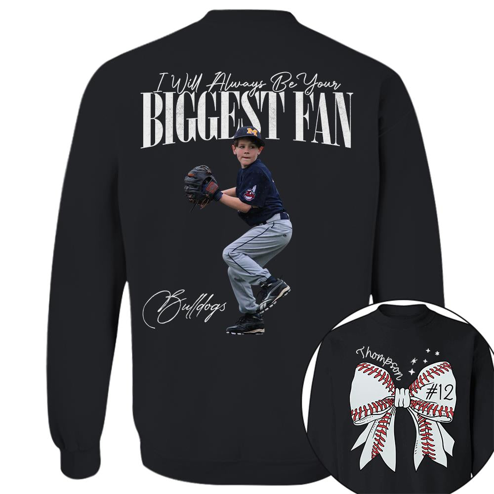 Custom Photo Baseball Shirt, Personalized Baseball Bow with Name and Jersey Number, Gift For Baseball Family, Basball Lovers A2110 Hv01