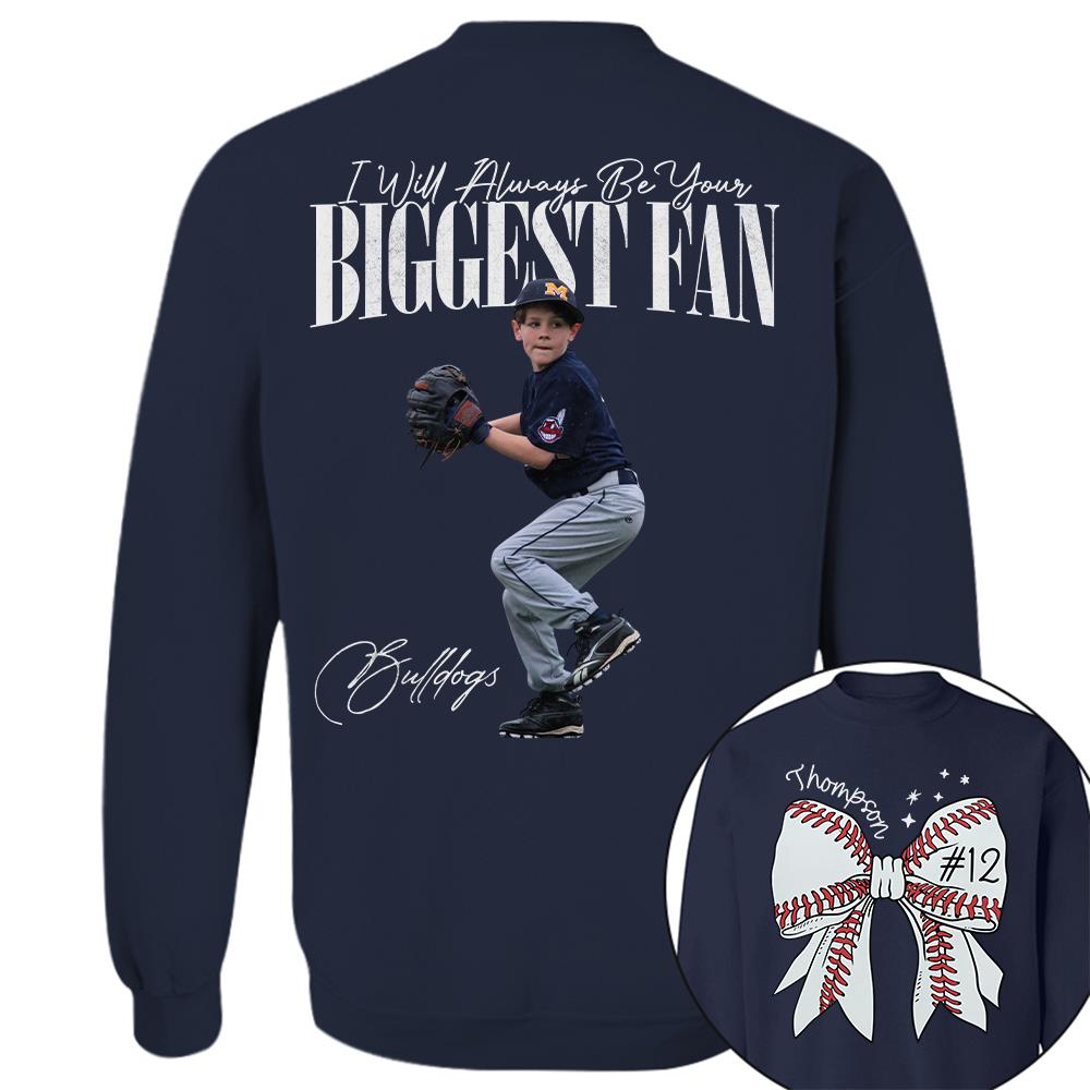 Custom Photo Baseball Shirt, Personalized Baseball Bow with Name and Jersey Number, Gift For Baseball Family, Basball Lovers A2110 Hv01
