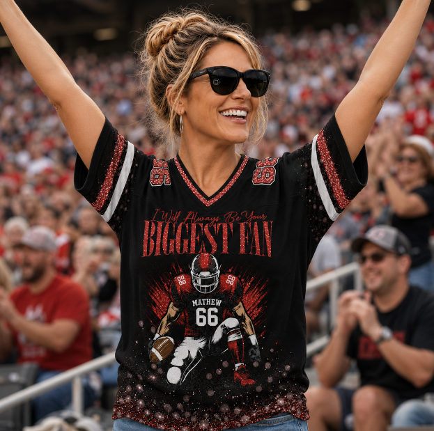I'll Always Be Your Biggest Fan - Personalized Football Jersey For Football Mom - Gift For Sport Family T1807 T24