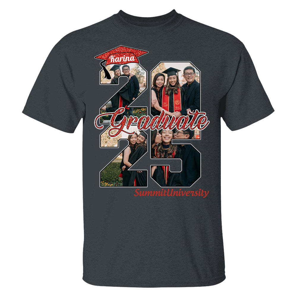 Personalized Graduation Shirts Proud Family Graduate 2025 Graduate Picture and Photo Class Of 2025 Senior Family Shirt, Graduation 2025 Gift - YN2103 Hn01