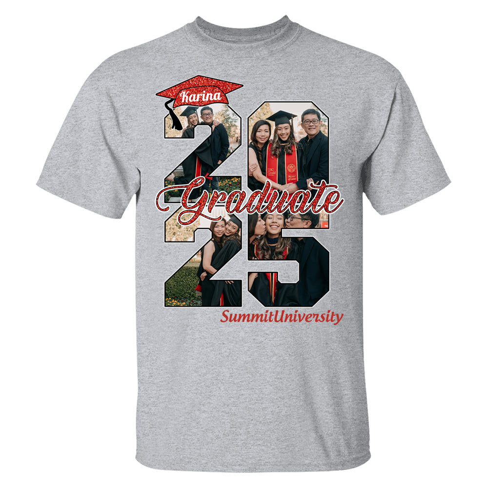 Personalized Graduation Shirts Proud Family Graduate 2025 Graduate Picture and Photo Class Of 2025 Senior Family Shirt, Graduation 2025 Gift - YN2103 Hn01