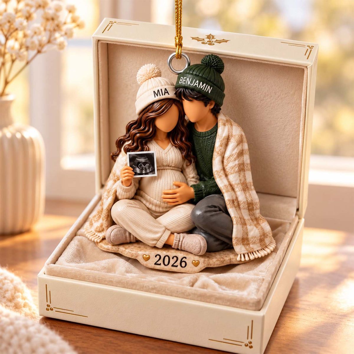 Personalized Pregnancy Christmas Acrylic Ornament, Expecting Parents Baby Keepsake Pt99 