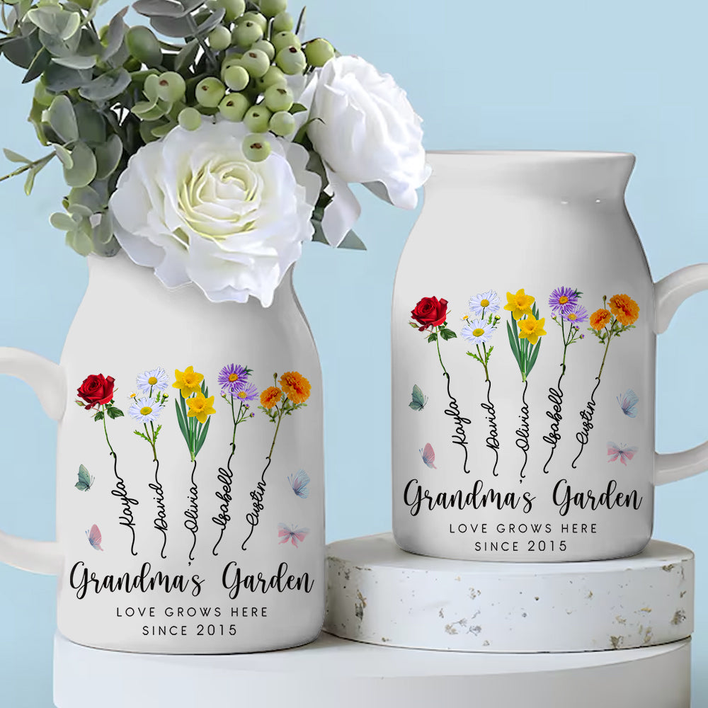 Mother's Day - Custom Grandma's Garden Birth Month Flower Vase vr3