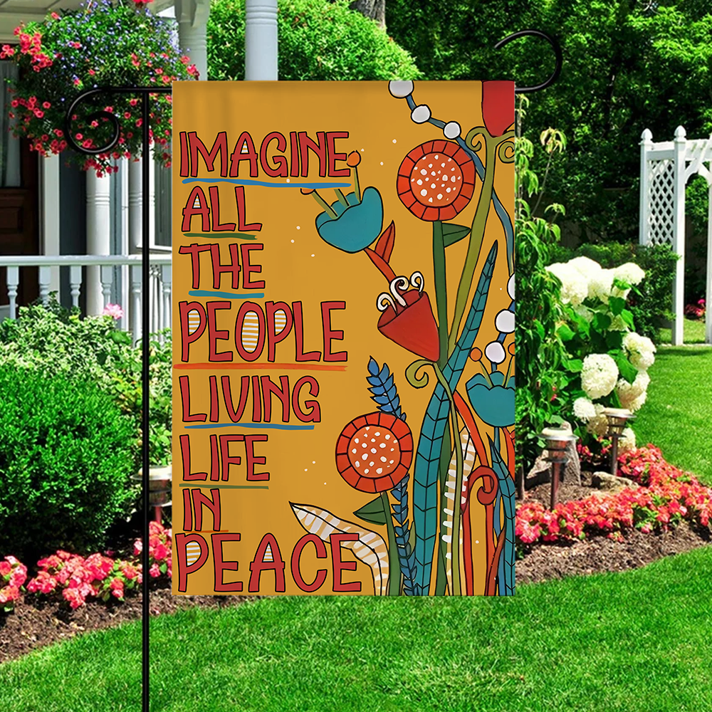 Imagine All The People Living Life In Peace Flag