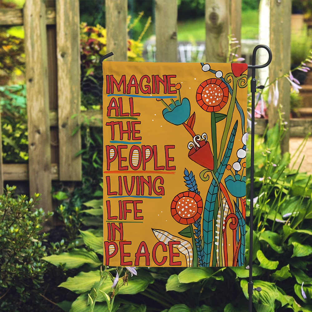 Imagine All The People Living Life In Peace Flag