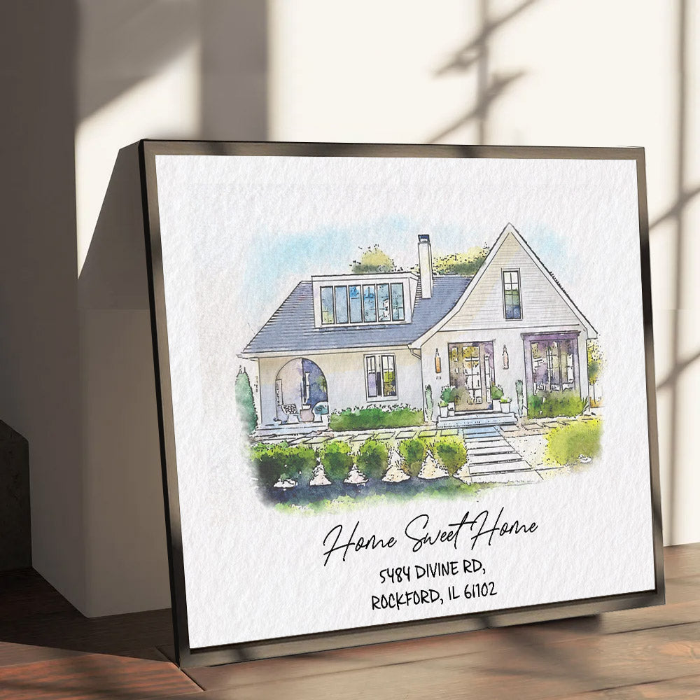 Watercolor House Portrait | Personalized House Artwork. Custom Thoughtful Housewarming Gift, Unique Poster Wall Art, Air Frames vr4