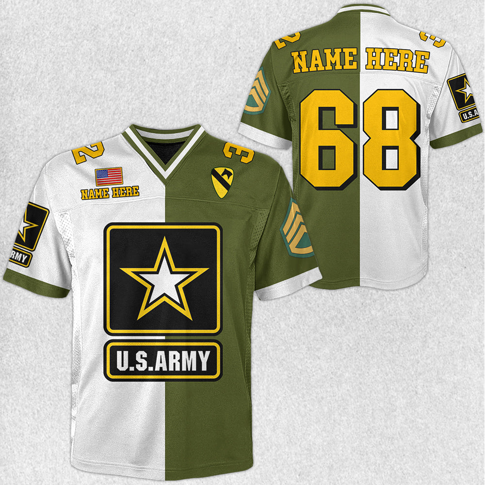 Custom All Branches Of Service Football Jersey Shirt For Military Veteran Dad Grandpa H2511